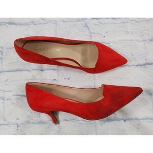 Kurt Geiger London Pointed Toe Pumps WOMENS 40.5 US 10.5 Red Suede Leather Heels